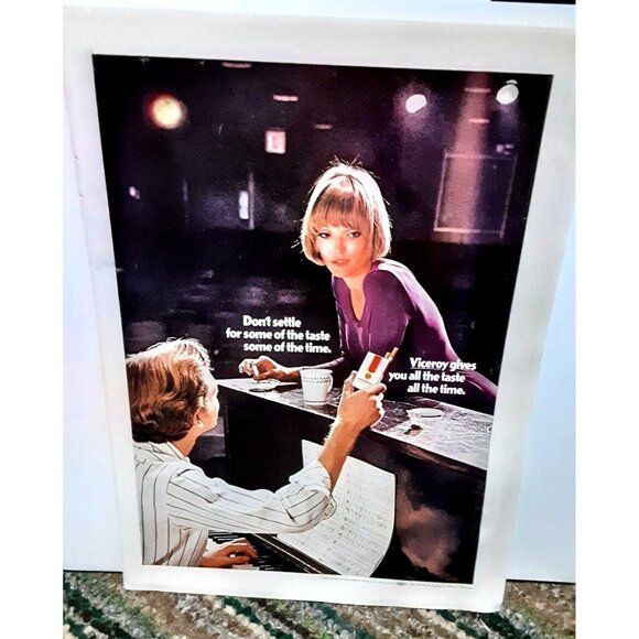 Vintage 1970 Viceroy Cigarettes Woman Man Piano Original Ad epherma - Picture 1 of 1